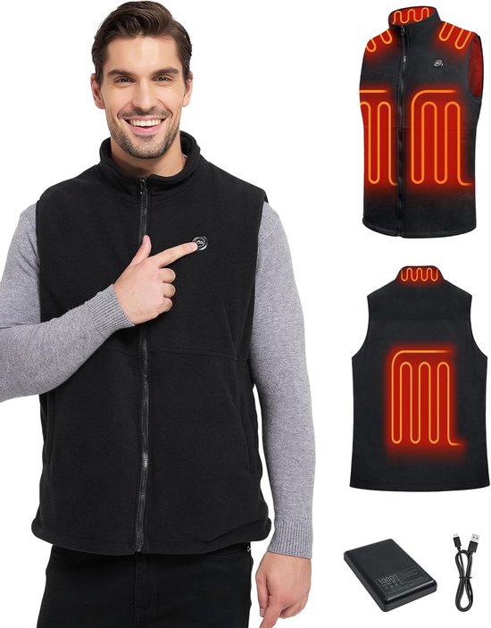 G-HEAT – Gilet Chauffant Homme Sport Déperlant & Coupe-Vent | 3 Zones Chauffantes | Stretch & Ajusté (FR/ES, Alpha/lettres, S, Taille Normale, Taille