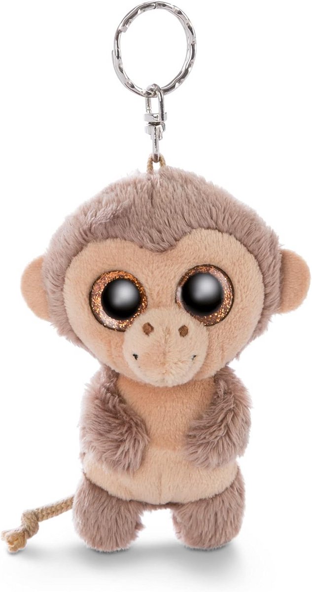Knuffel Sleutelhanger Aapje 9 cm Bruin Beige Pluche