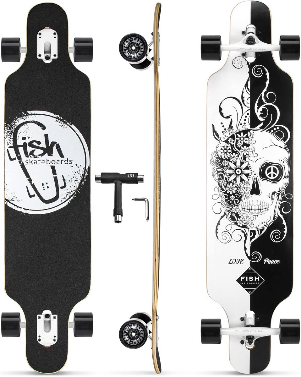 Kwaliteits Skateboard met 8 Lagen Esdoorn Dubbel Kickdeck voor Tieners en Volwassenen Wit