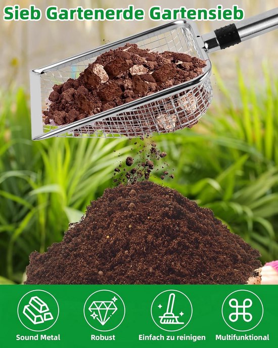 Set van 2 Zeven voor Tuinaarde, Compost en Zand - Inclusief 3,8mm & 5mm Fijnmazige Zeven van Merkloos	 — afbeelding 5