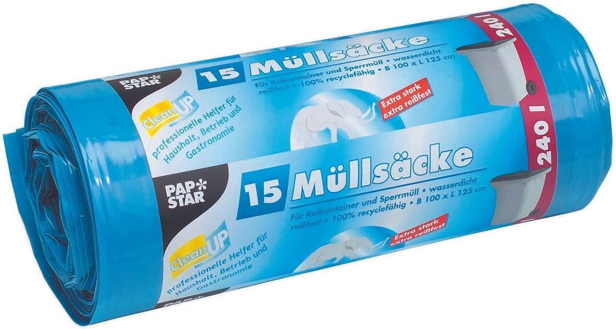 Extra Sterke 240 Liter Vuilniszakken Blauw - 15 Stuks
