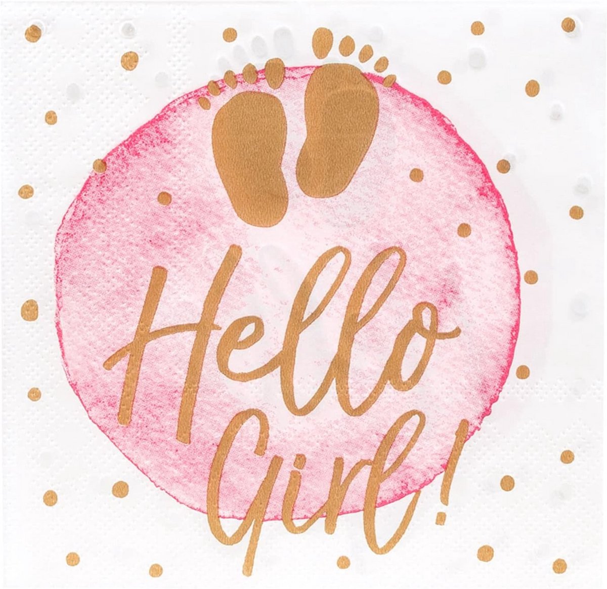 Servetten 'Hello Girl' Roze Wit - 20 stuks - Babyshower & Kraamfeest Decoratie