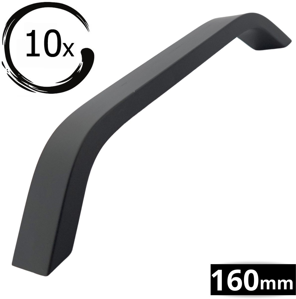 10X Handgrepen Zwart Aluminium - Boormaat 160mm - Greepjes - Handgreep - Handgrepen keukenkastjes - Handvatten - Meubelgreep Zwart - Handgrepen voor deurtjes