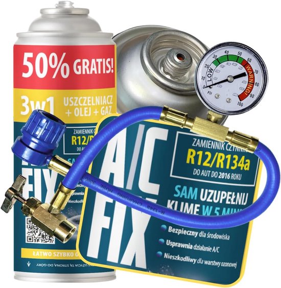 R134a Airco Vulset Auto 235g Koudemiddel Gas + Vulslang Voor Auto’s 1995-2016 Zelf Bijvullen