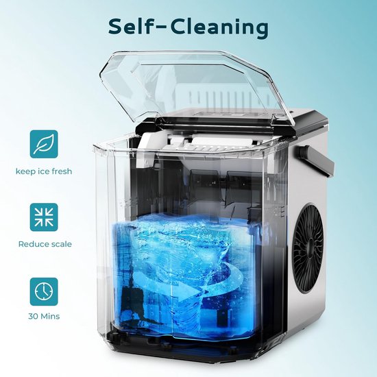 Compacte IJsblokjesmachine RVS - IJsmaker voor Thuis en Kantoor - 9 Blokjes in 6 Minuten van Merkloos — afbeelding 5
