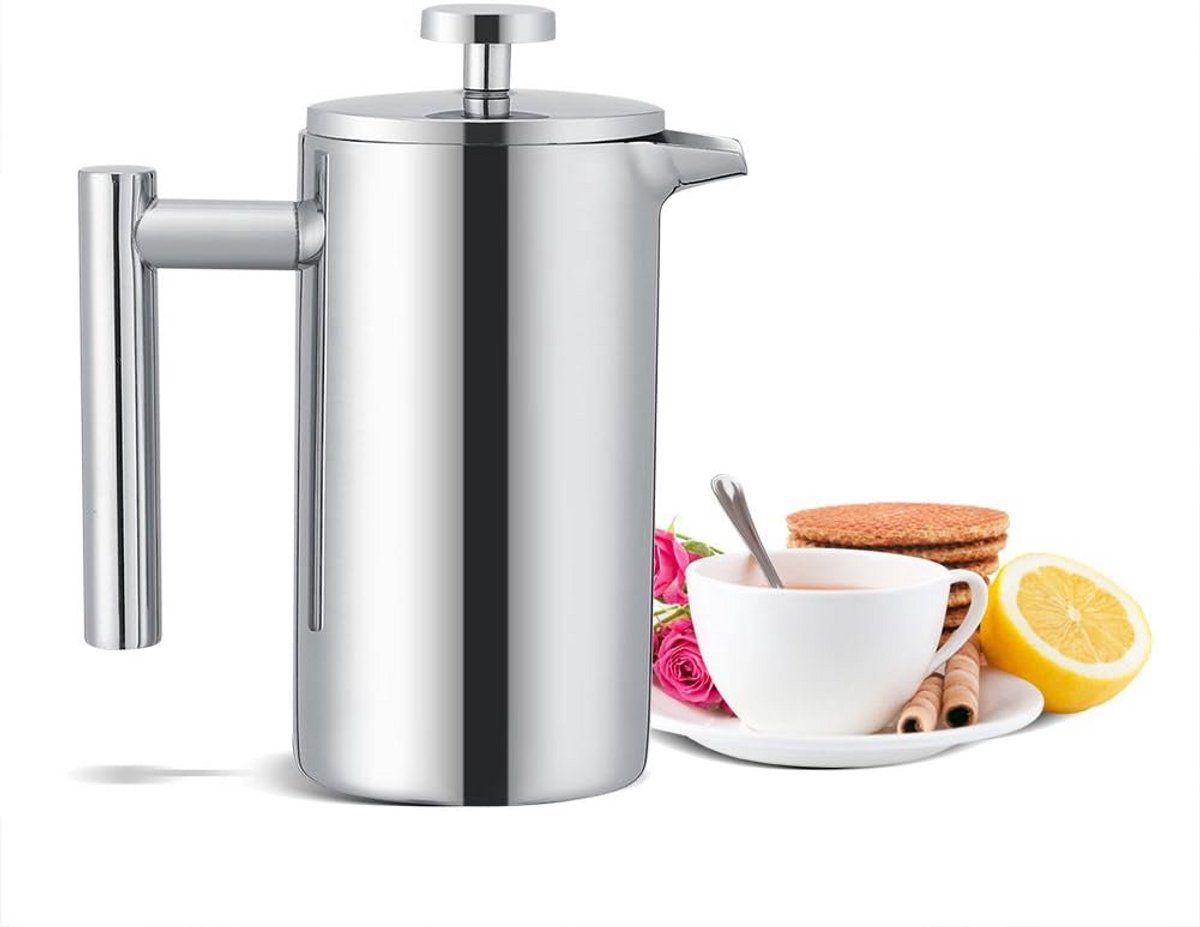 RVS French Press Koffiezetapparaat en Theefilter met Dubbele Wand - 350 ml