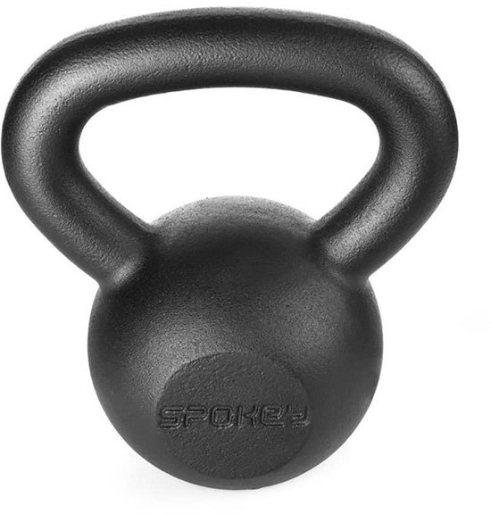 KAWMET Gietijzeren Kettlebell 4 Kg | Poedercoating | Dikke Grip | Voor Kracht & Cardio | Geschikt Voor Thuis & Commercieel