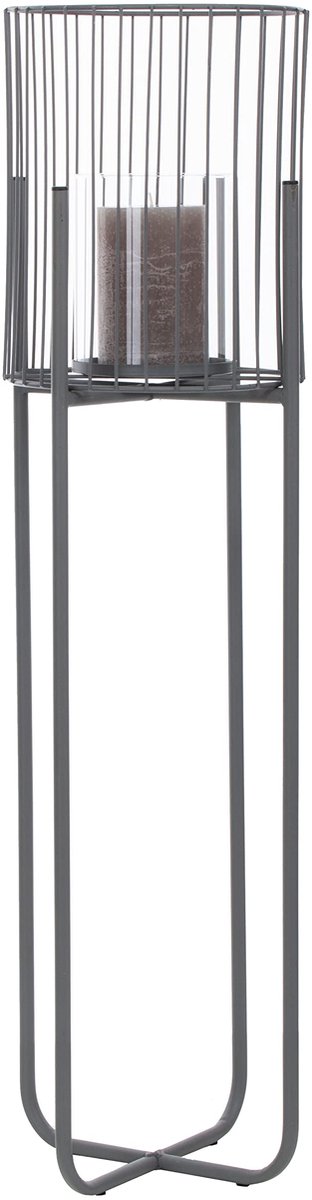 Unyqoos Stijlvolle metalen windlicht met glazen houder voor sfeervol licht, grijs, 63*22 cm
