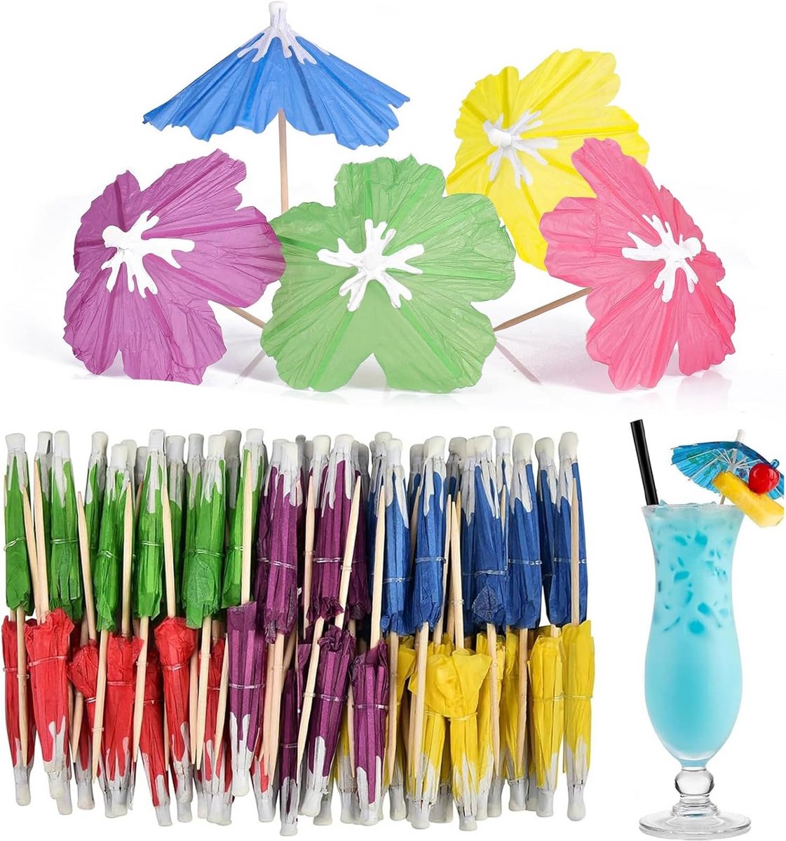 Cocktailparapluutjes & Versieringen voor Drankjes - Tropische Feestdecoratie