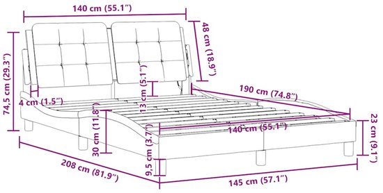 vidaXL-Bedframe-met-hoofdbord-kunstleer-wit-140x190-cm