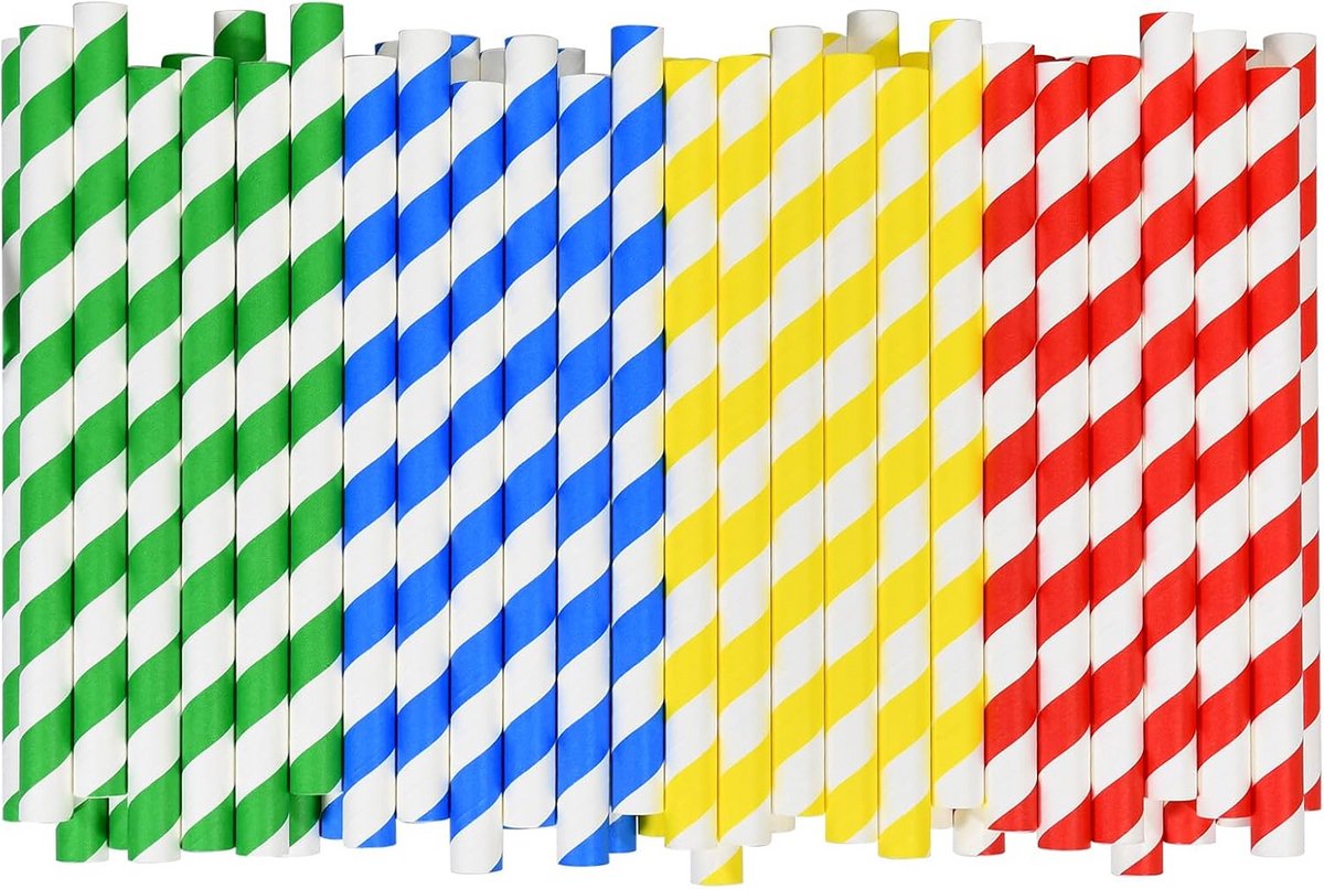 10 mm Extra Dikke Groene Papieren Rietjes 15 cm - 4-Lagig, 100 stuks