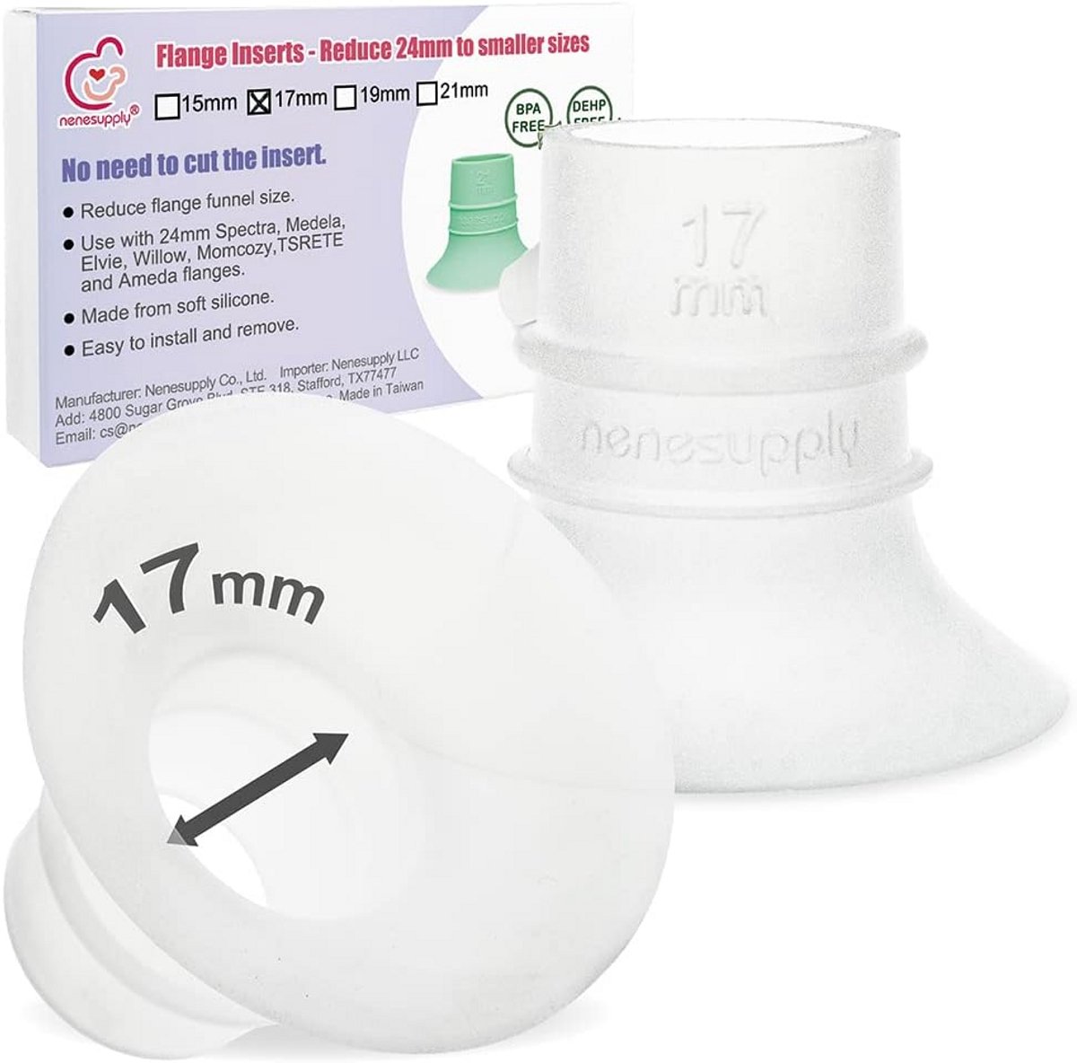 Extra Kleine Borstschildinzetstukken 17 mm voor Diverse Kolfmaten (Elvie, Spectra, Momcozy)