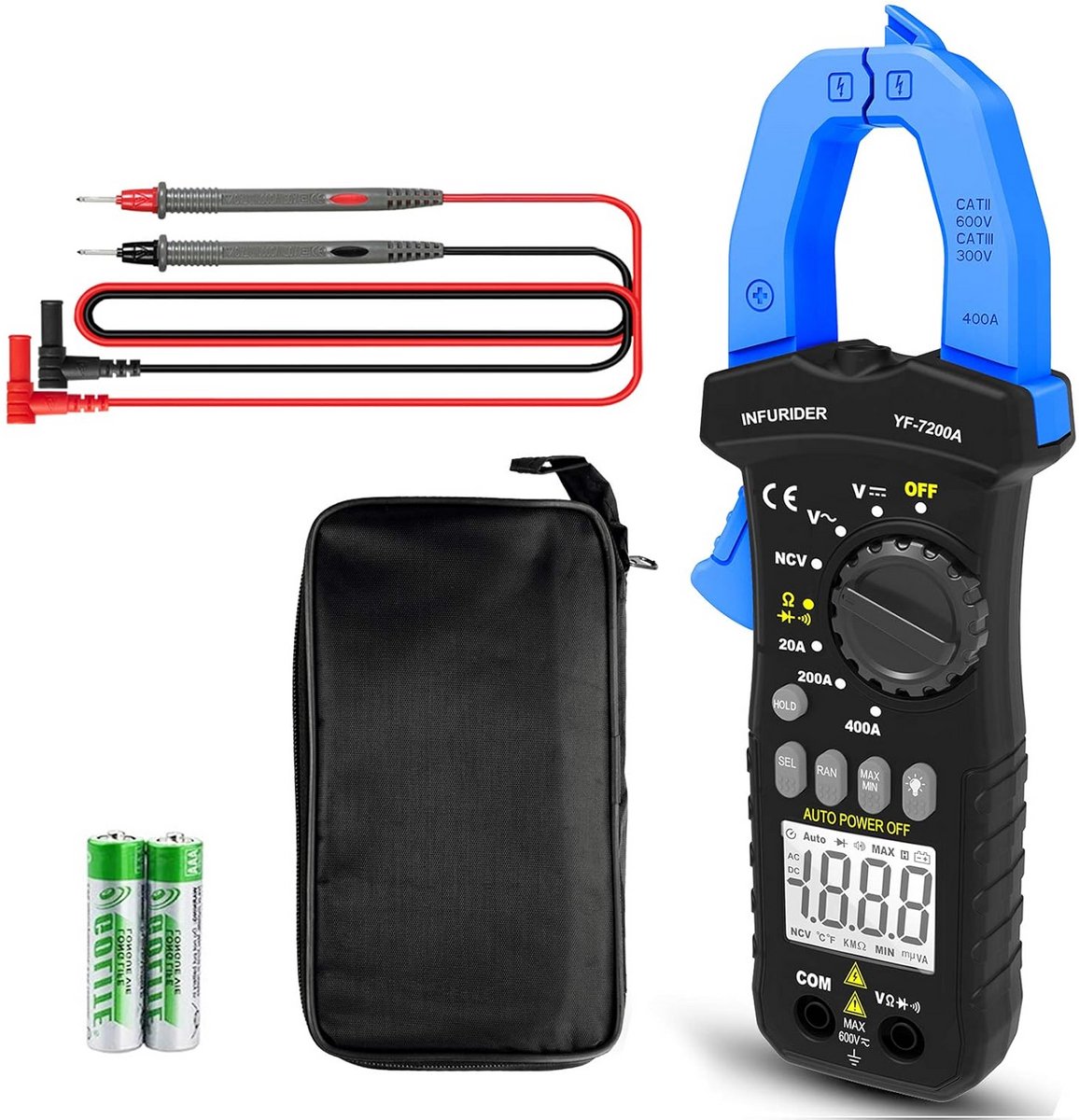 Stroomtang Multimeter - Ampèremeter Tester - Elektrische Metingen - Contactloze Detectie - 400 Ampere - Zwart