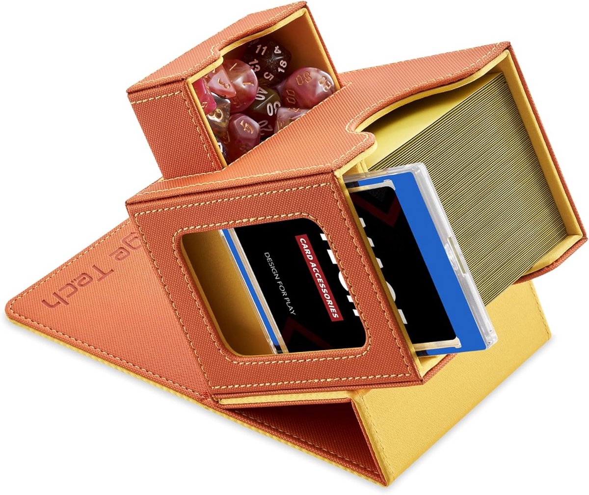 Commander Deck Box voor 100 Kaarten (Dubbel Gesleeved) met Dobbelstenen Lade - Oranje/Geel