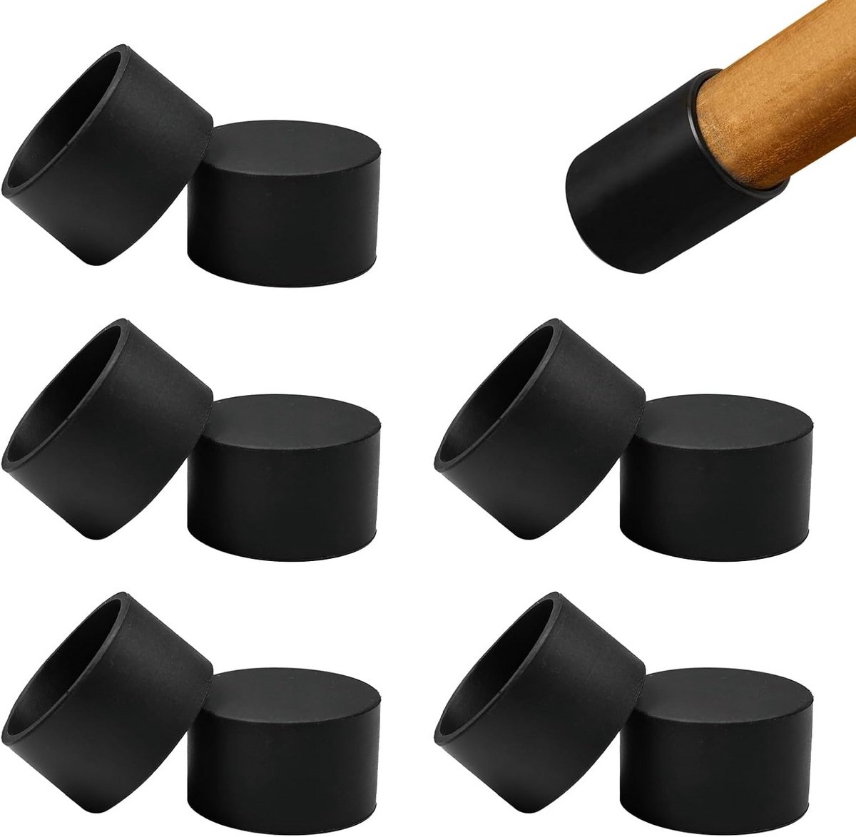 10x Ronde Siliconen Stoelpootdoppen - 37mm Meubel Vloerbeschermers
