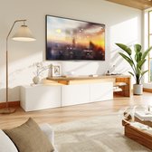 Meuble TV L.178 Cm Avec 4 Tiroirs Et LED Blanc - Meuble TV