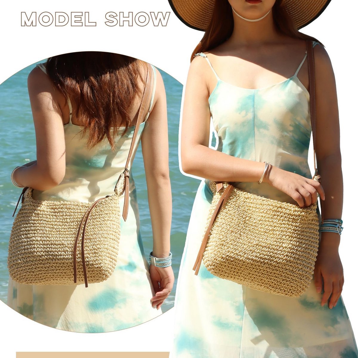 Lichtgewicht Geweven Stro Schoudertas - Zomerse Crossbody Tas voor Dames