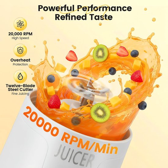 Blender - Blender To Go - Mini Blender - Fresh Juice Blender - Draagbare Blender 600 Ml - Usboplaadbaar - Sapbeker Voor Fruit En Groenten - Draagbaar Voor Smoothies En ProteïNeshakes - Voor Thuis, Sport En Kantoor van Merkloos — afbeelding 2
