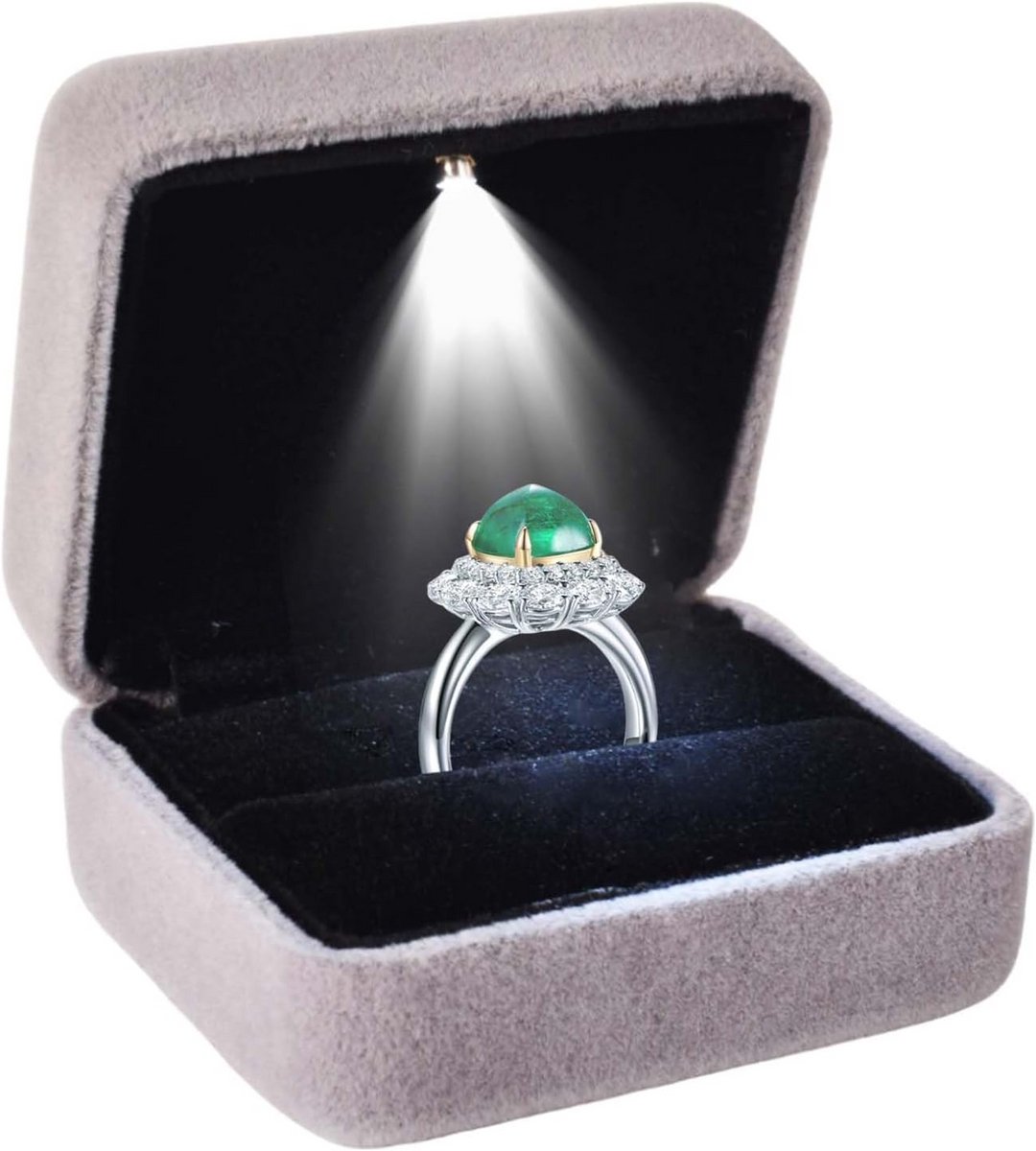Elegante Ringendoos met LED-Verlichting voor Verloving en Huwelijk
