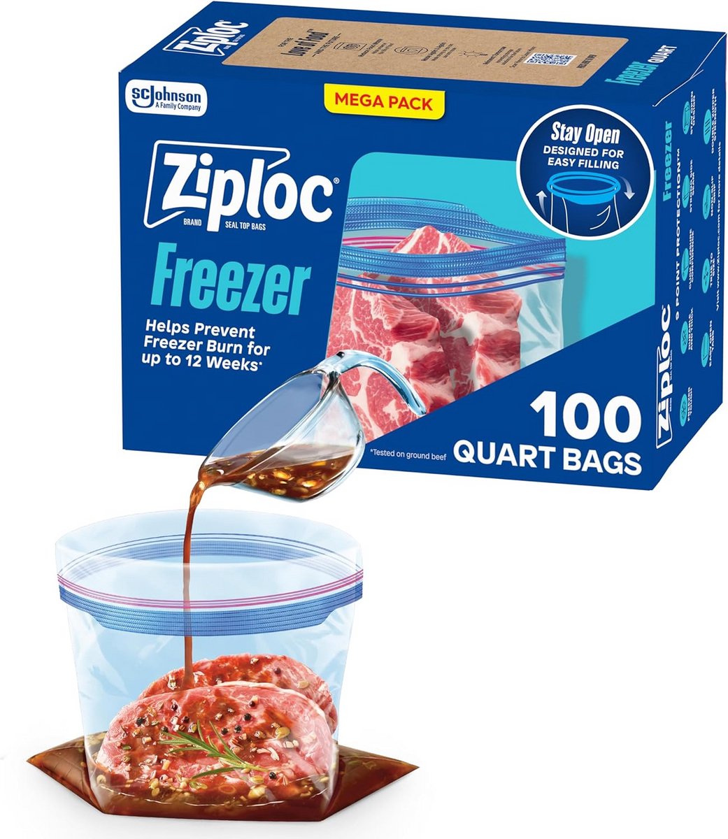 Diepvrieszakken met Grip 'n Seal Technologie - 100 stuks, Maat Quart