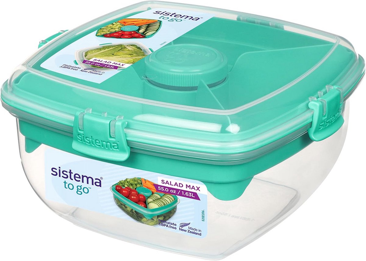 Grote Lunchtrommel met 2 Vakken en Bestek - Stapelbaar en Vaatwasserbestendig