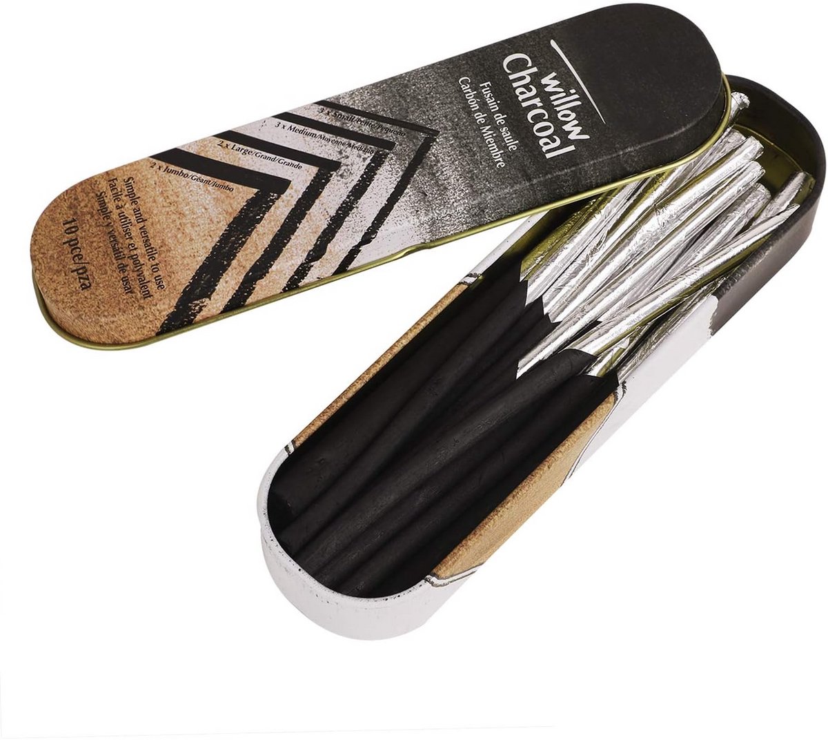 Kunstenaar Houtskool Sticks Set - 10 Delige Wilgenhoutskool voor Schetsen en Tekenen