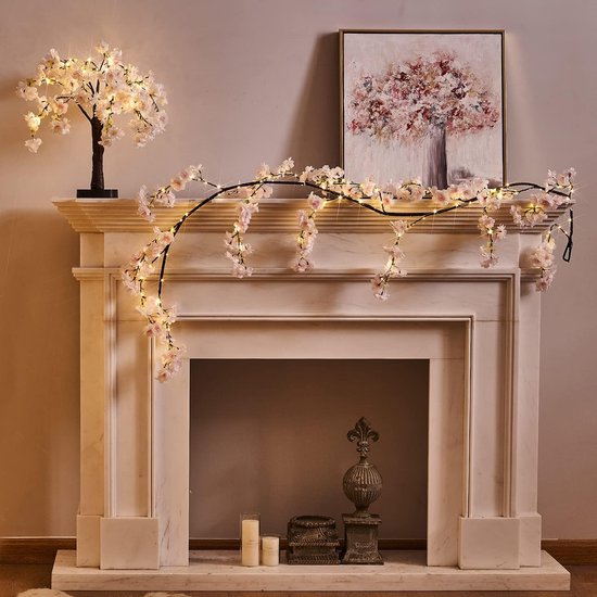 Howeifull Led-tafellamp, 60 cm, mini-kunstkerstboom met timer, werkt op batterijen, USB, 24 leds, bonsai-lamp, decoratie voor thuis, kerstfeest, lente
