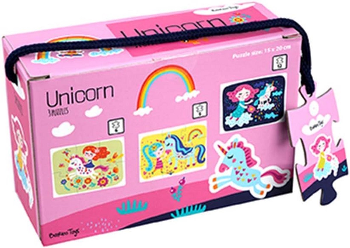 Set van 3 Puzzels met Houten Trailer: Eenvoudig Legpuzzel Plezier voor Jonge Kinderen