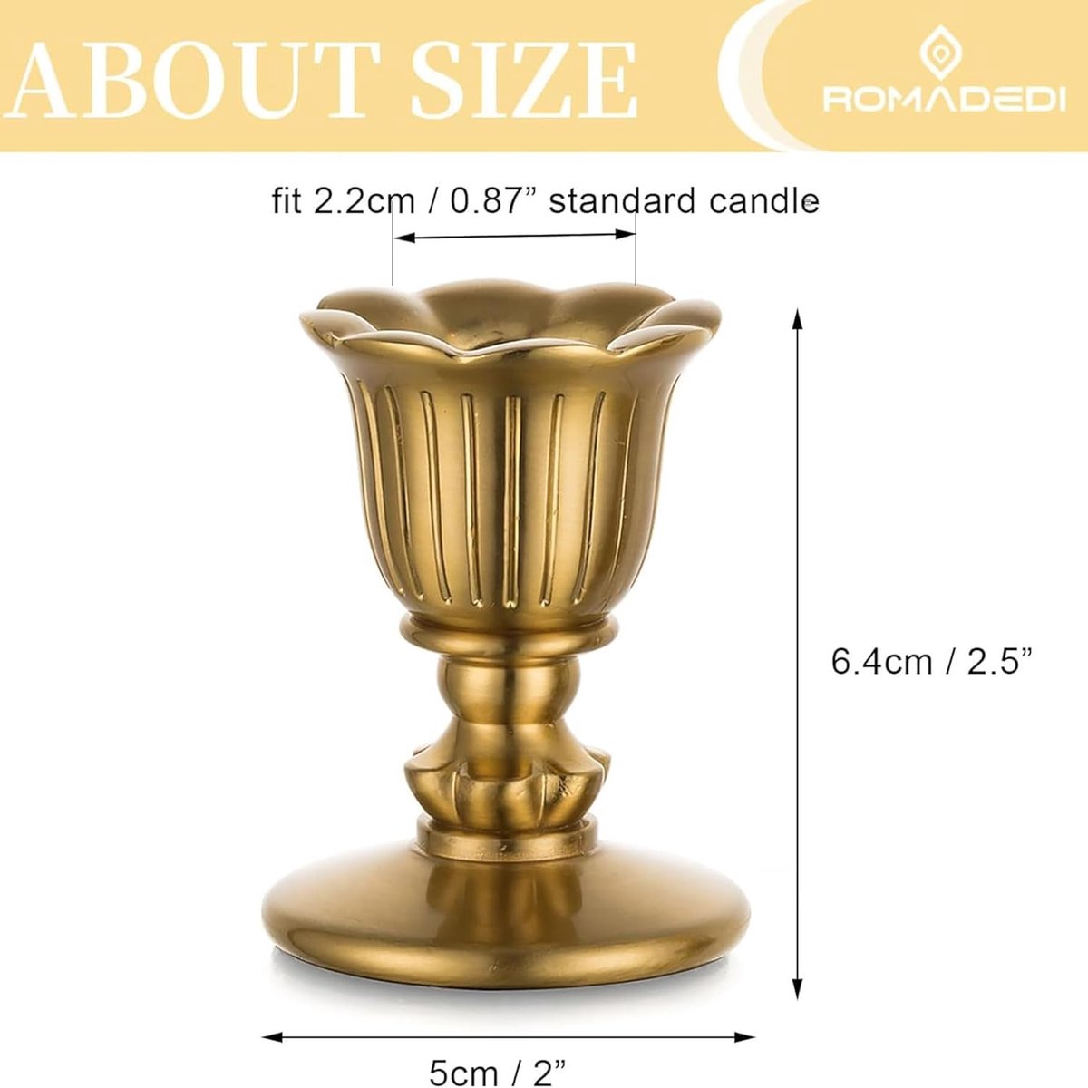 Vintage Kaarsenhouder - Set van 2 - Messing - Kleine Stick Kaarsenhouders - Goud voor Retro Antiek Tafeldecoratie - Bruiloft - Woonkamer - Kerstfeest - Adventskrans Decoratie – foto 7