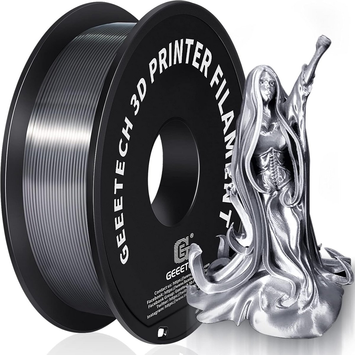 Zijde Zilver PLA Filament 1.75mm - 1KG 3D Printer Materiaal voor Glanzende Prints