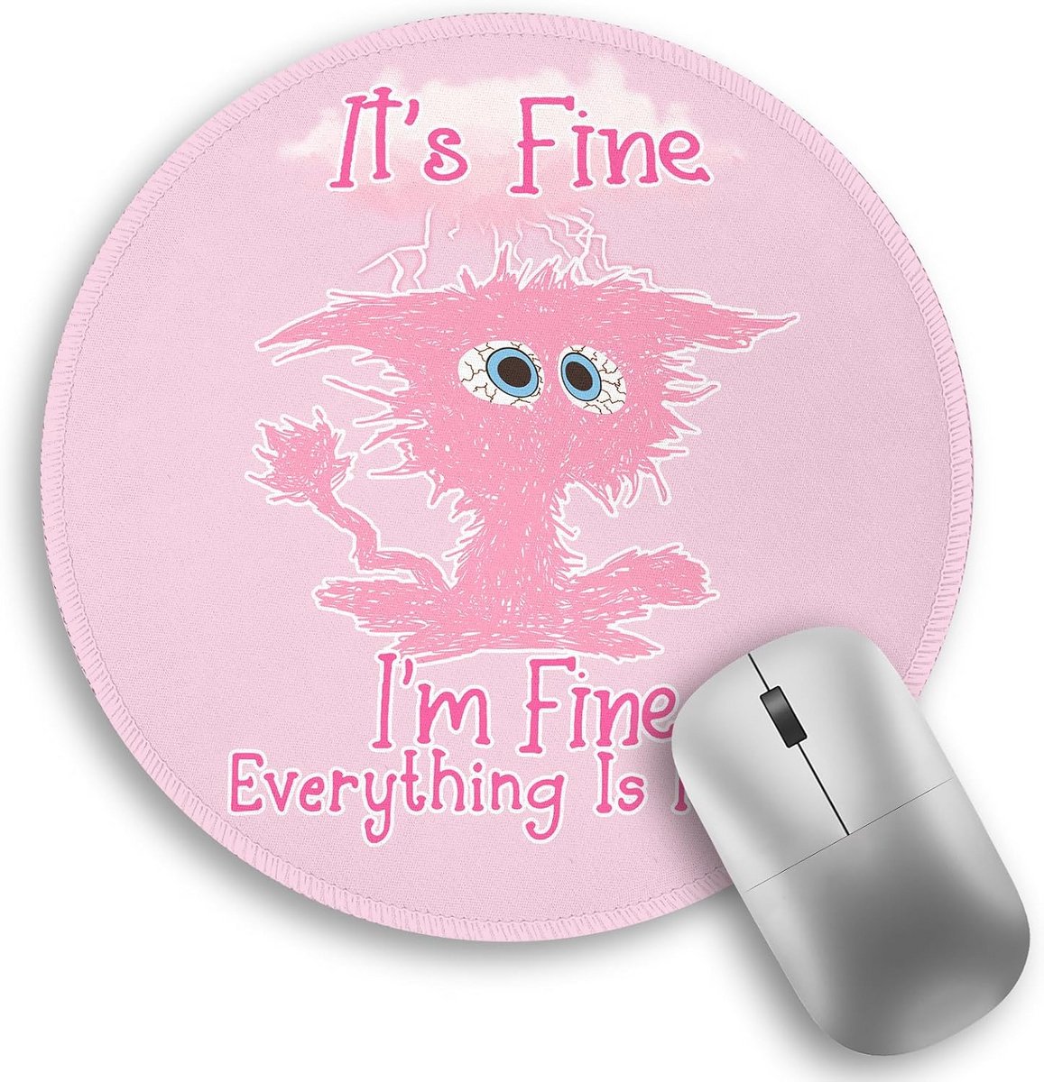Ronde Roze Muismat Kattenprint voor Laptop en Desktop
