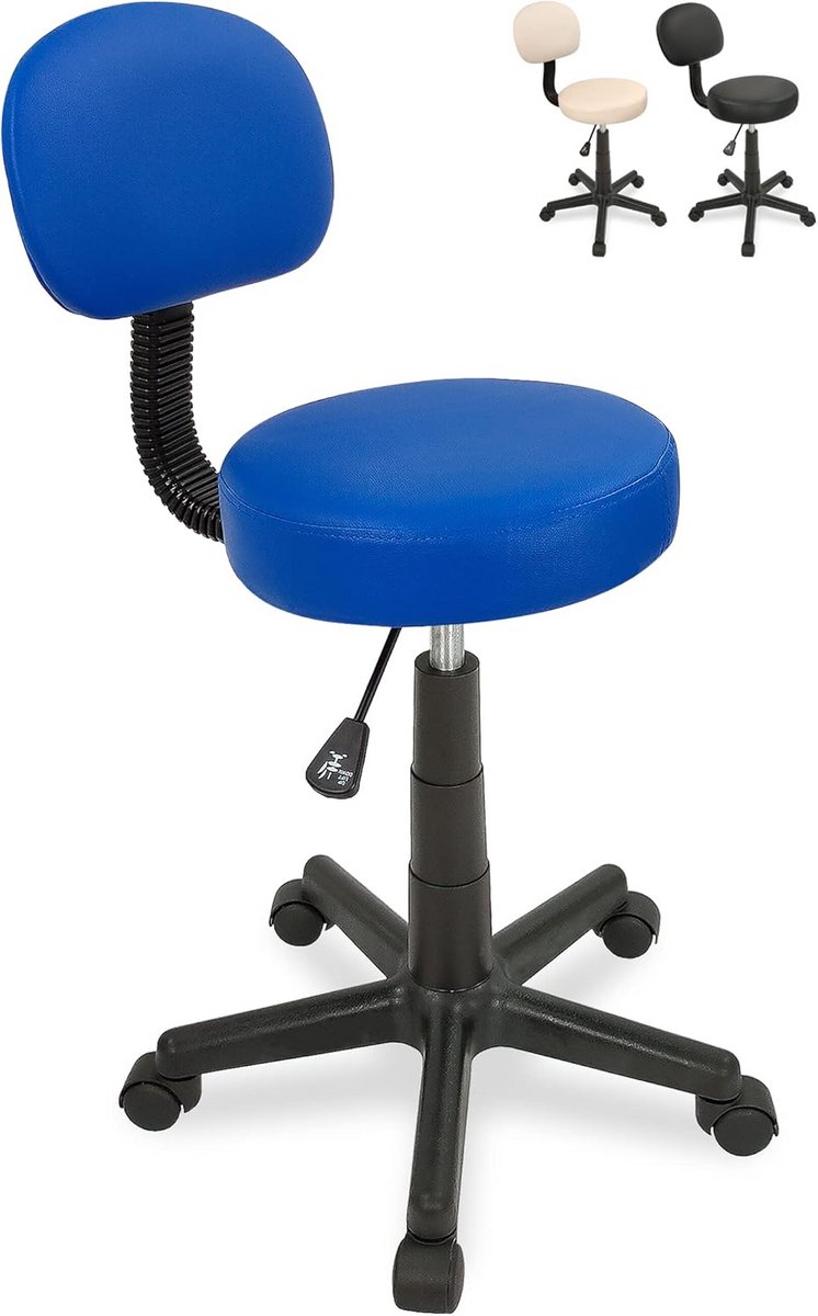Ergonomische Zadelkruk met Rugleuning - In Hoogte Verstelbaar en 360° Draaibaar