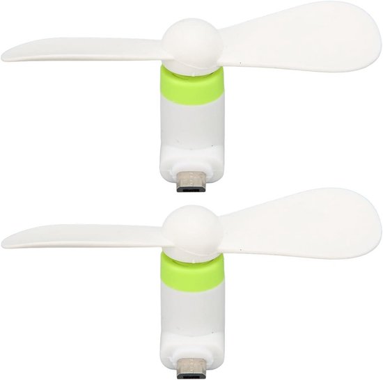 2 Stuks Mini Ventilator voor Smartphone (Micro USB & Type-C) - Mobiele Telefoon Koeler