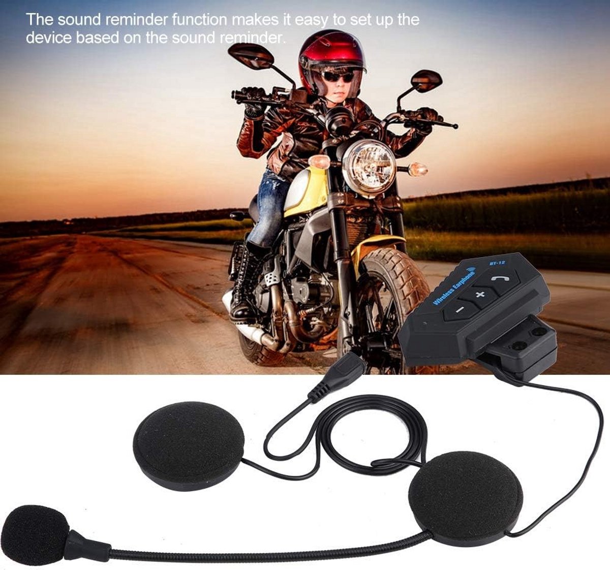 Bluetooth Headset voor Motorhelm met Handsfree Bellen en Muziek thumbnail 2