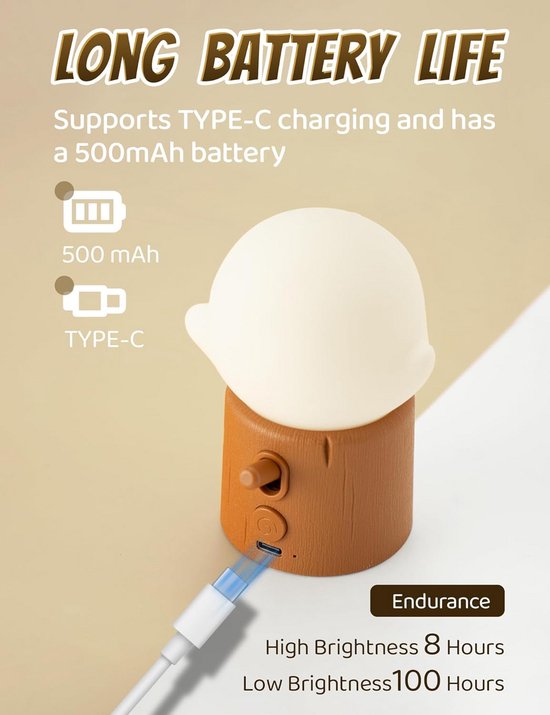Oplaadbaar Nachtlampje Elf met Vlam Effect - Dimbaar - Zacht Siliconen Slaaplamp voor Baby & Kind — afbeelding 4