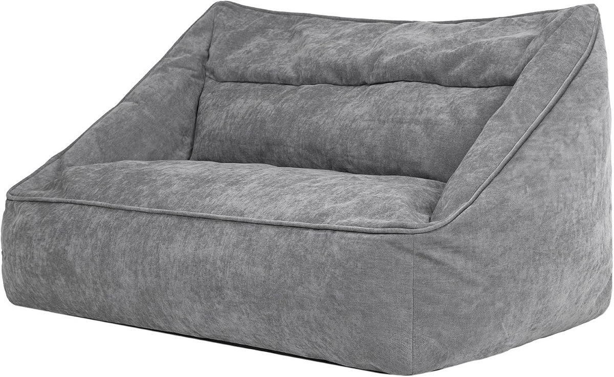 Grote Zitzak Bank Grijs Chenille - Comfortabele 2-Persoons Zitzak Fauteuil Inclusief Vulling