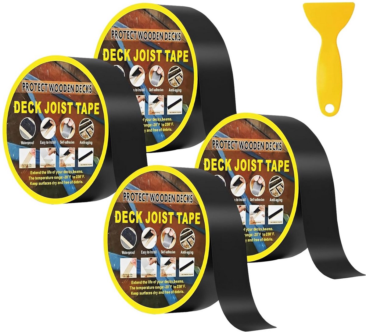 4x Waterdichte Butyl Tape voor Terrasbalken en Houtconstructies - 5cm x 15m