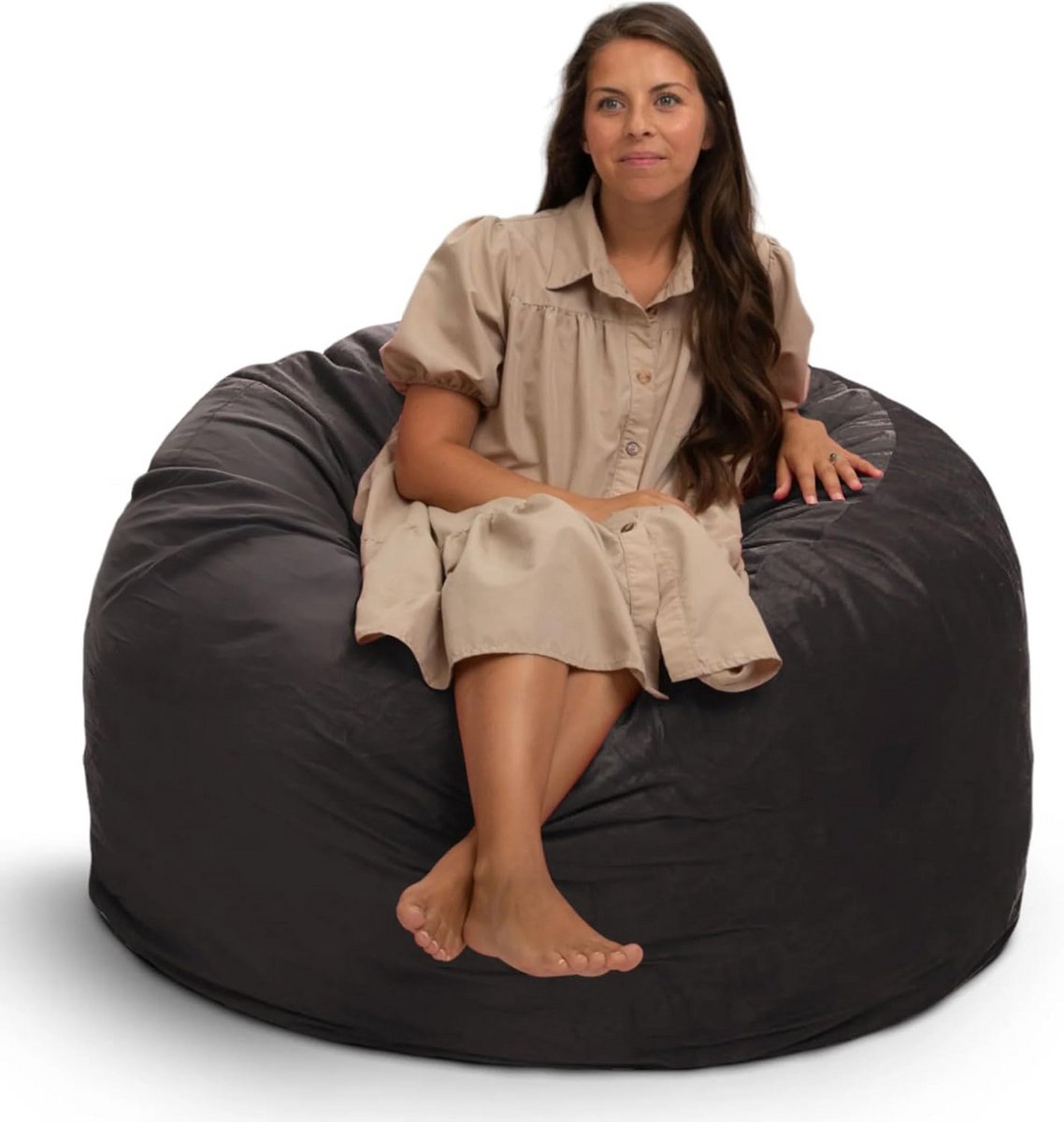 4ft Grote Zitzak Fauteuil voor Volwassenen - Comfortabele Lounge Bank in Grijs Suède