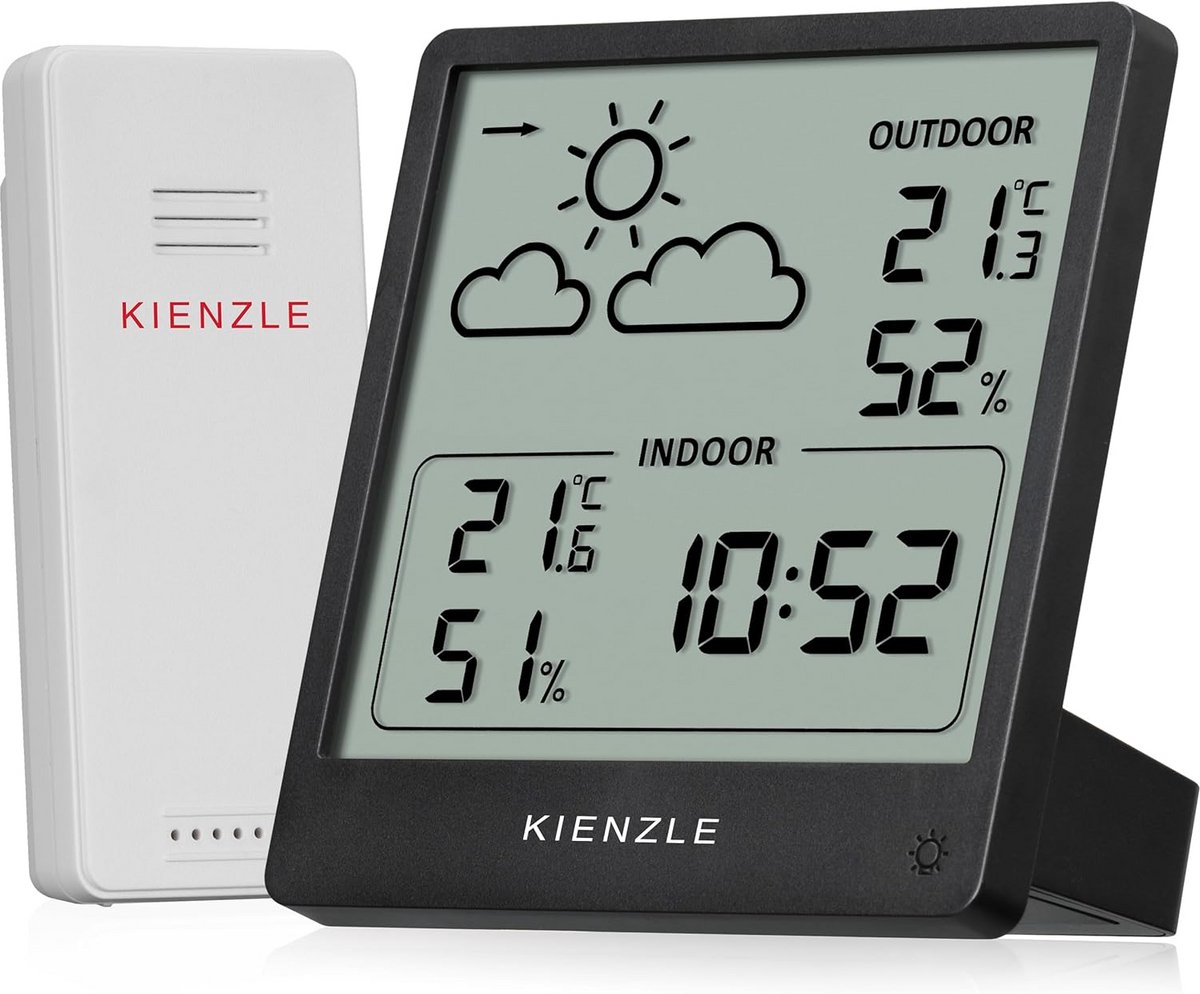 Slim Weerstation Binnen en Buiten met Weersvoorspelling en Touchverlichting