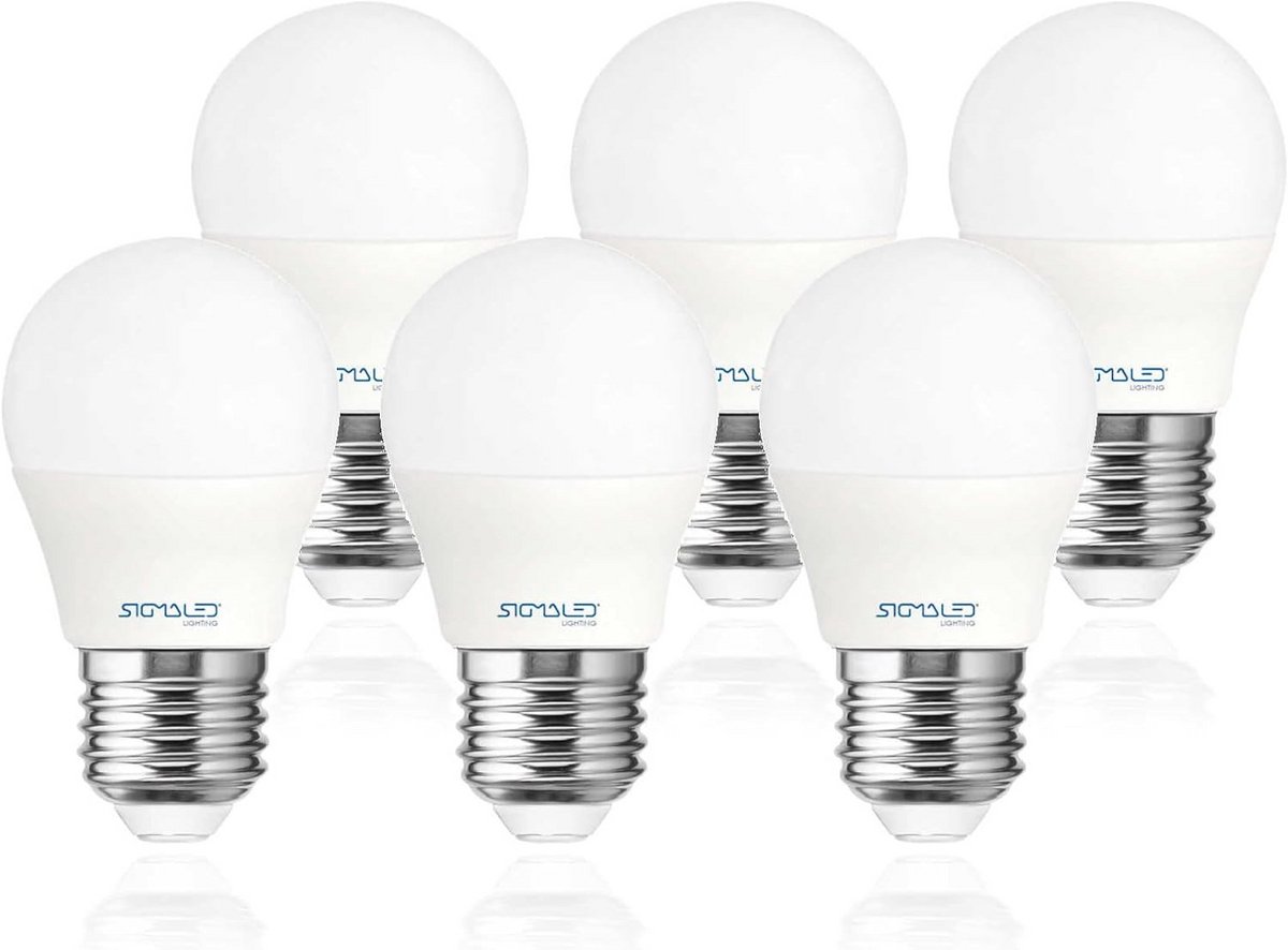 6x E27 LED Gloeilamp 6W Warm Wit Licht (550 Lumen) - Kleine G45 Bolvorm Dimbaar