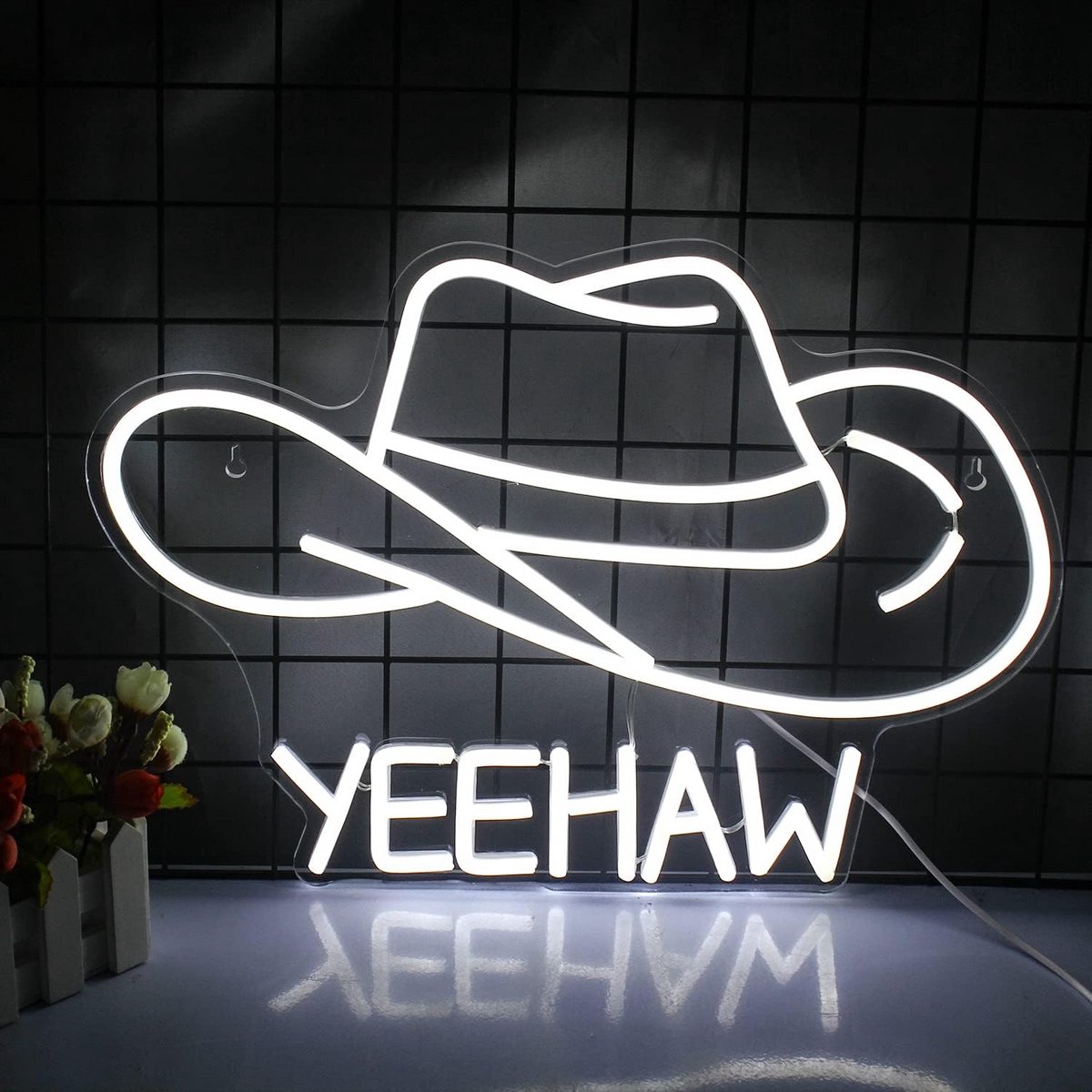 Neon Wandlamp Cowboyhoed LED Teken USB Aangedreven voor Slaapkamer en Gameroom Decoratie