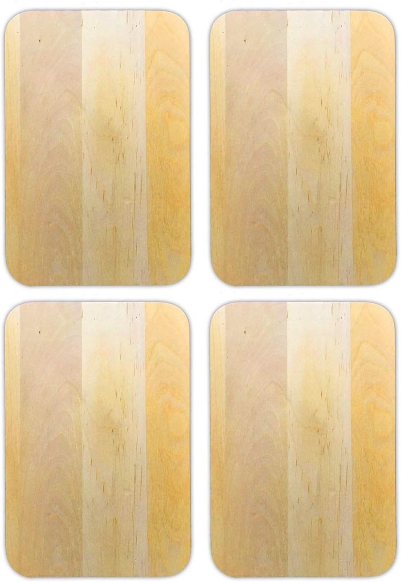 Set van 4 Houten Snijplanken RVS Tafeldecoratie Serveerplank 22x15x1 cm