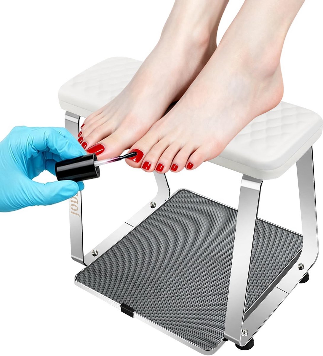Voetsteun Pedicure - Voetenkussen Behandeling - Nagelverzorging Thuis - Geïntegreerde Opbergplank - 44 x 34 x 9 cm - Zwart