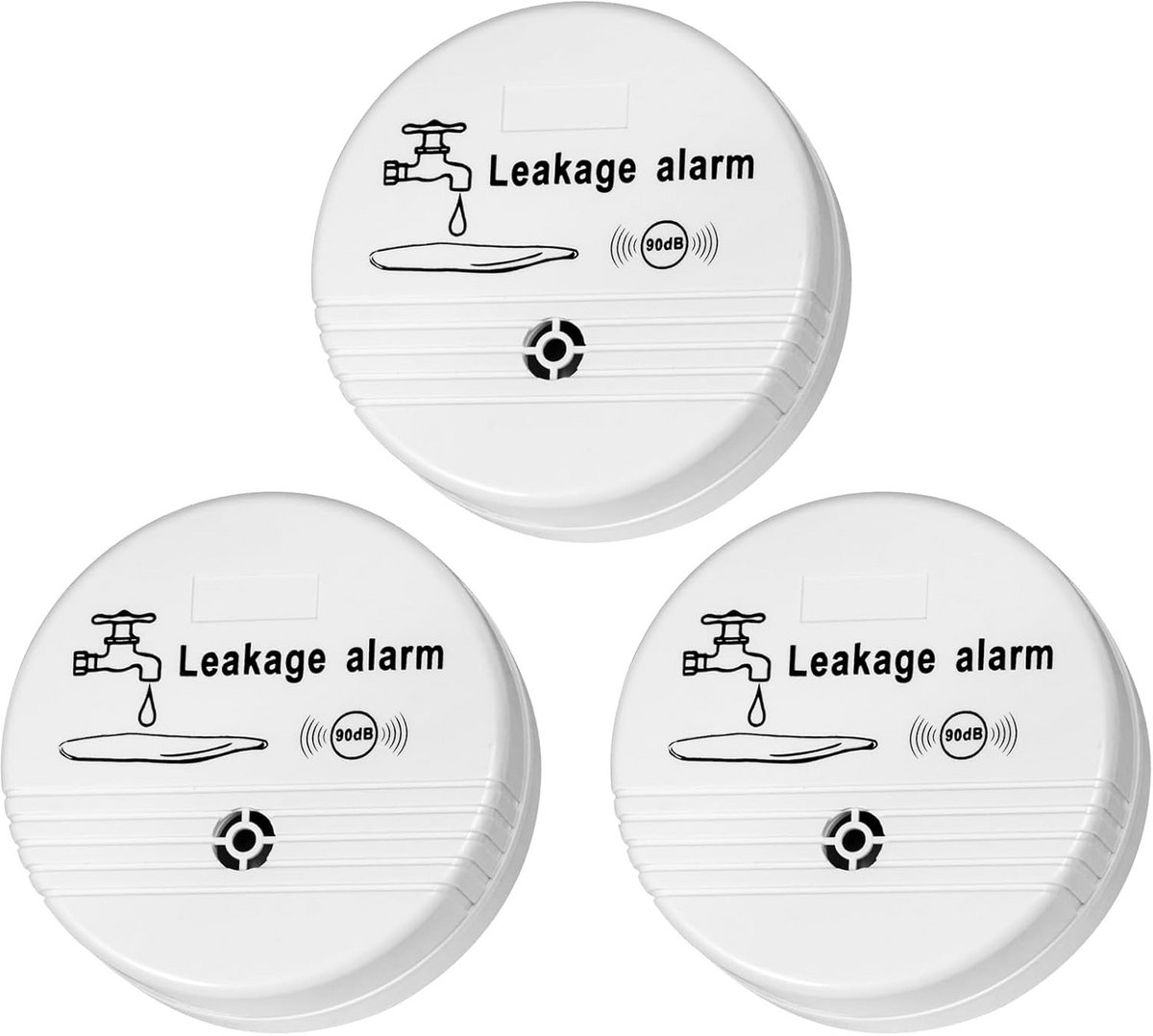 3x Watermelder LekDetector met Batterij - 90 dB Wateralarm voor Kelder, Badkamer en Keuken