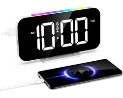Slimme LED Wekker met Groot Display, RGB Sfeerverlichting en Noodstroom