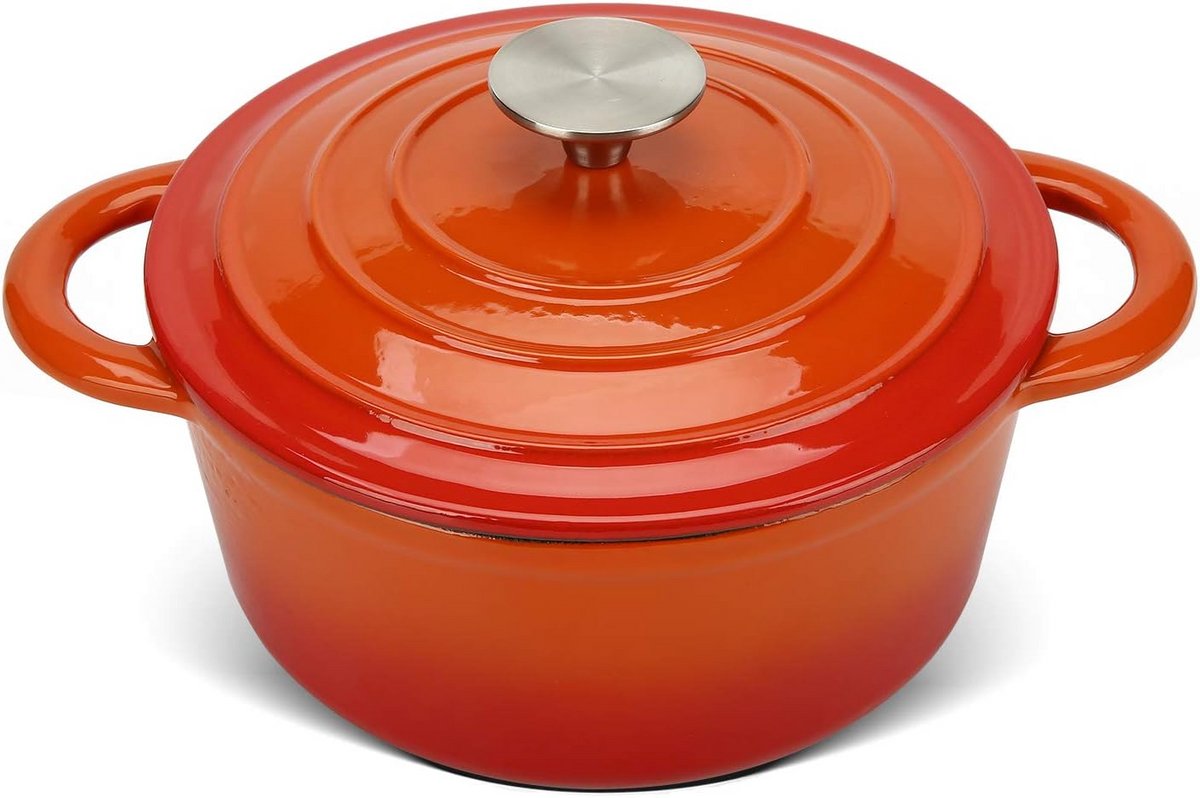 Gietijzeren Stoofpan 3 Liter met Deksel - Voor Oven en Alle Warmtebronnen