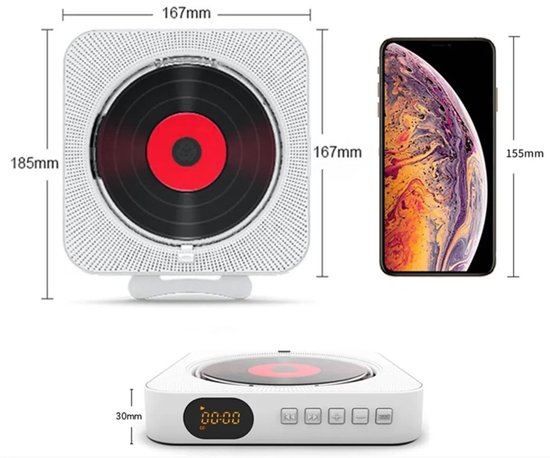 Benelux Select CD Speler Bluetooth - CD Speler Met Bluetooth - CD Speler Draagbaar - USB - LED-Display - 6,7 x 16,7 x 3 cm — afbeelding 2