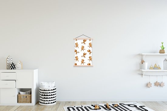 Porte-affiche avec affiche - Affiche scolaire - Singe - Enfants - Design - 40x60 cm - Lattes vierges