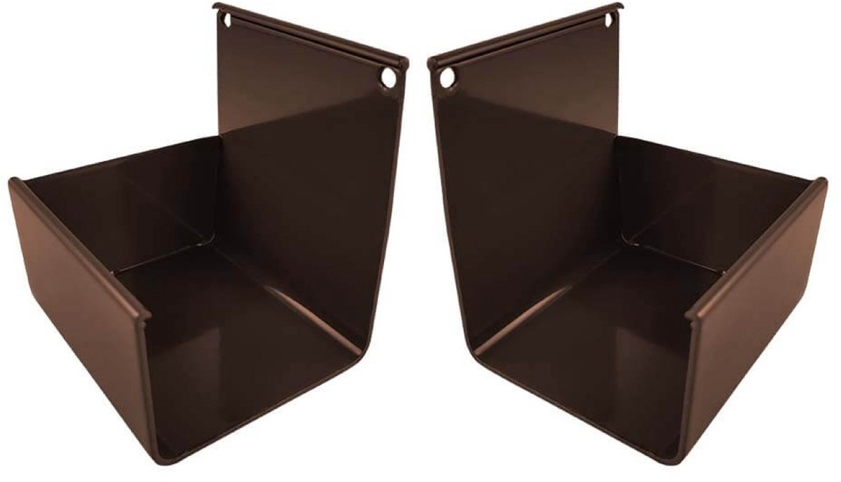 Renoplast® RK65 aluminium gootvoeten gooteinden links + rechts, Bruin, dakgoot regenwatergoot dakdrainage plaatmetaal profielen, tuinhuis carport terras balkon insteekgoot, dakgoot