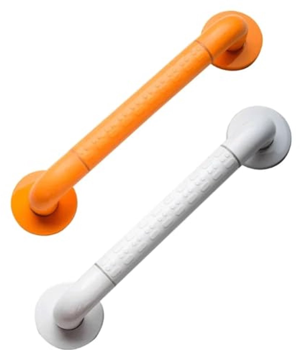Badkamerarmsteun van roestvrij staal, drempelvrij en veilig, nylon armsteun voor ouderen, toiletarmsteun voor de badkamer (2 stuks, 40 cm)